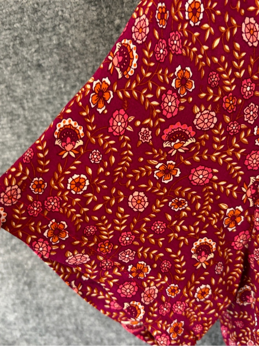 Boho Raspberry Floral Button-Front Midi Dress - Picture 4 of 14